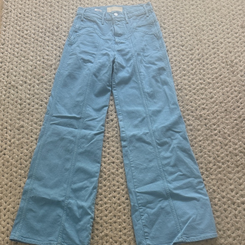 MOTHER Sky Blue Wide-Leg Flare Jeans